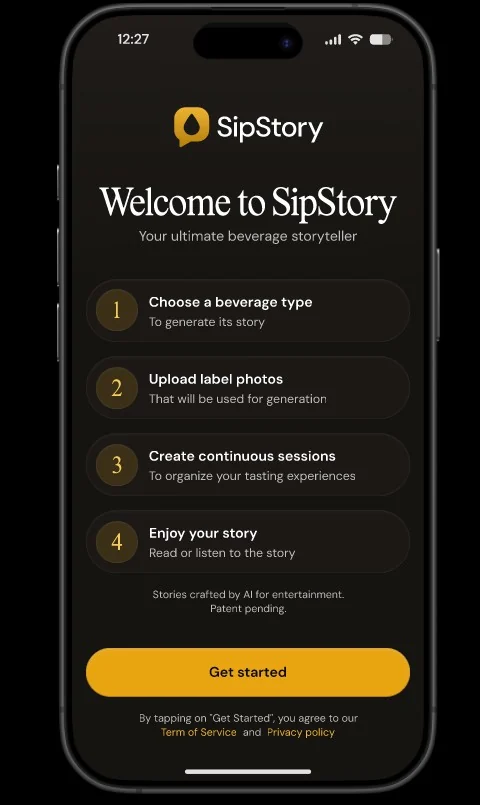SipStory-appens velkomstskærm